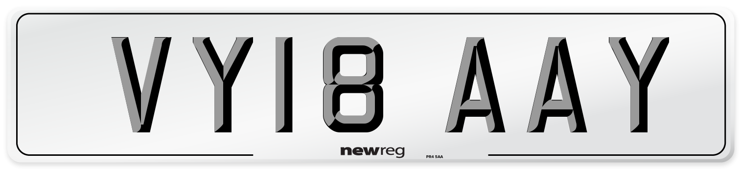 VY18 AAY Number Plate from New Reg